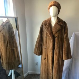 Designer Calvin Klein Mink Fur Coat (Golden) and Matching Mink Headband.